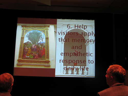 Slide from Maxwell Anderson's MW2009 pres. - "Help visitors apply that memory and empathetic response to everyday life"